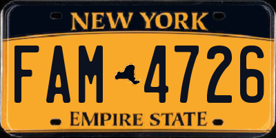 NY license plate FAM4726