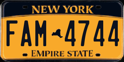 NY license plate FAM4744