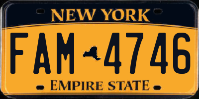 NY license plate FAM4746