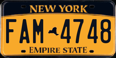 NY license plate FAM4748
