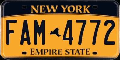 NY license plate FAM4772