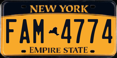 NY license plate FAM4774