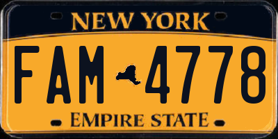 NY license plate FAM4778
