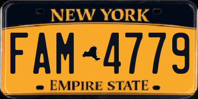 NY license plate FAM4779