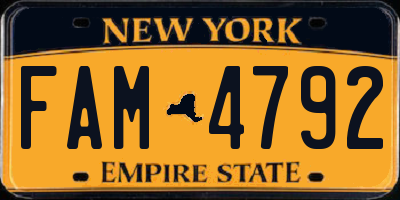 NY license plate FAM4792