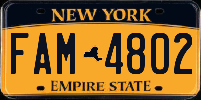 NY license plate FAM4802