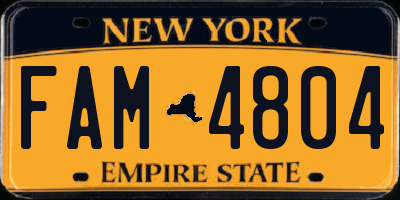 NY license plate FAM4804