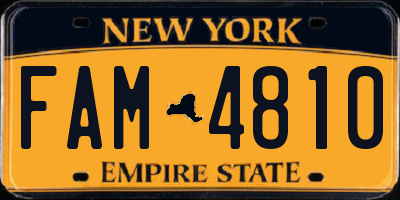 NY license plate FAM4810