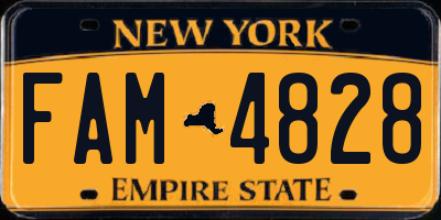 NY license plate FAM4828