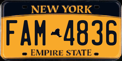 NY license plate FAM4836
