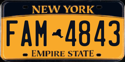NY license plate FAM4843