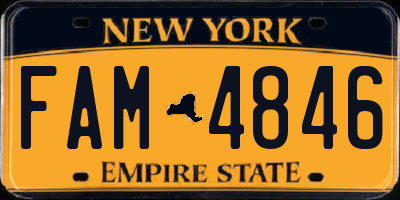 NY license plate FAM4846