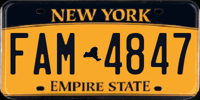 NY license plate FAM4847