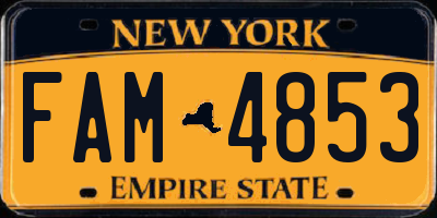 NY license plate FAM4853