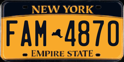 NY license plate FAM4870
