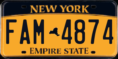NY license plate FAM4874