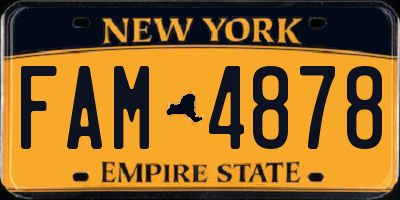 NY license plate FAM4878