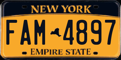 NY license plate FAM4897