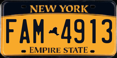 NY license plate FAM4913