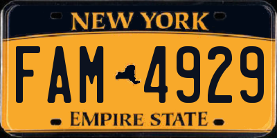 NY license plate FAM4929