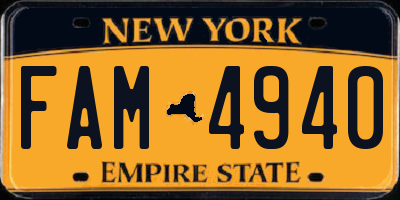 NY license plate FAM4940