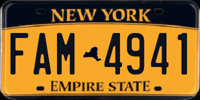NY license plate FAM4941