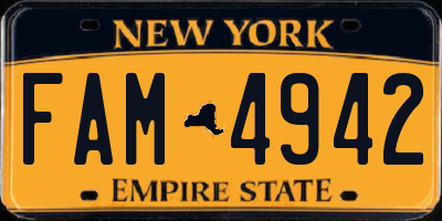 NY license plate FAM4942