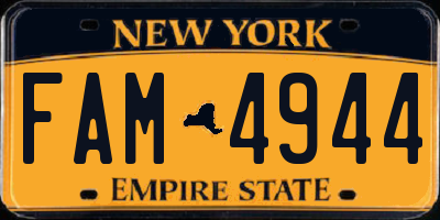 NY license plate FAM4944