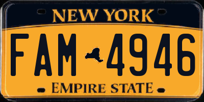 NY license plate FAM4946