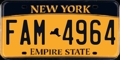 NY license plate FAM4964