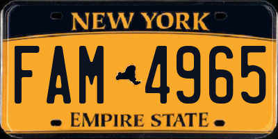 NY license plate FAM4965