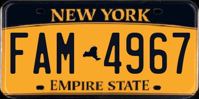 NY license plate FAM4967