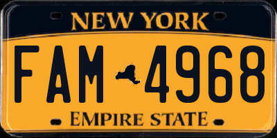 NY license plate FAM4968