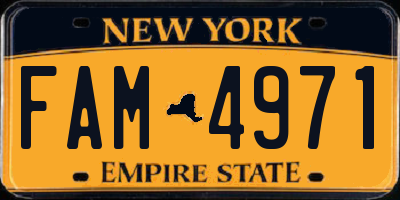 NY license plate FAM4971