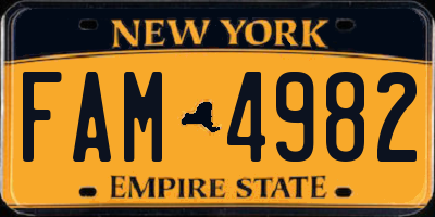 NY license plate FAM4982