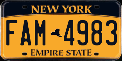 NY license plate FAM4983