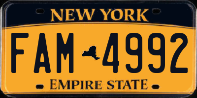 NY license plate FAM4992