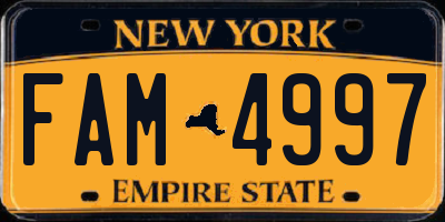 NY license plate FAM4997