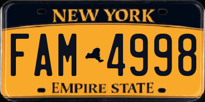 NY license plate FAM4998