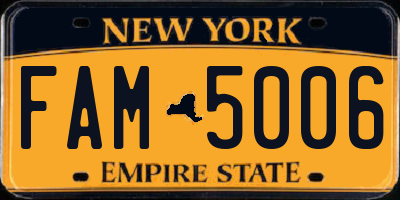 NY license plate FAM5006
