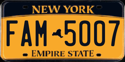 NY license plate FAM5007