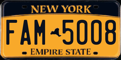 NY license plate FAM5008