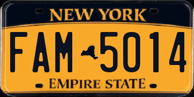 NY license plate FAM5014