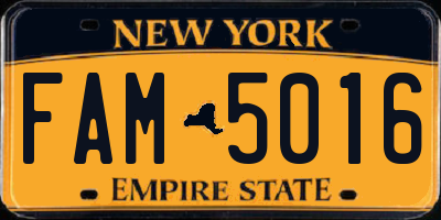 NY license plate FAM5016