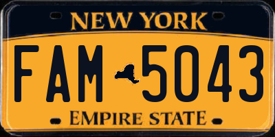 NY license plate FAM5043