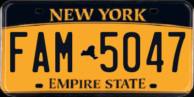 NY license plate FAM5047