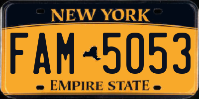 NY license plate FAM5053