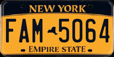 NY license plate FAM5064