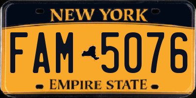 NY license plate FAM5076