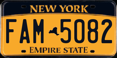 NY license plate FAM5082